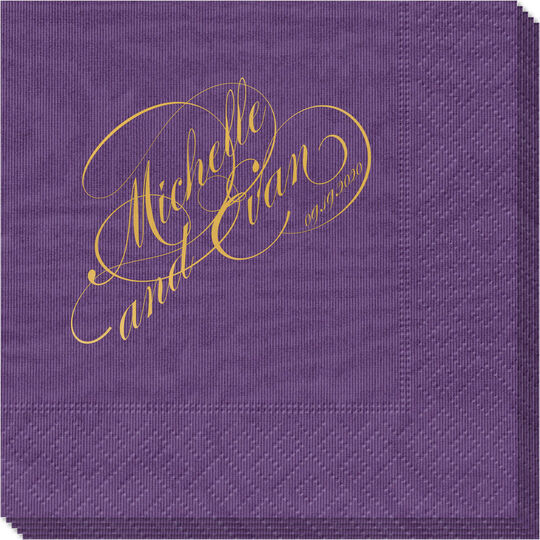 Romantic Script Moire Napkins